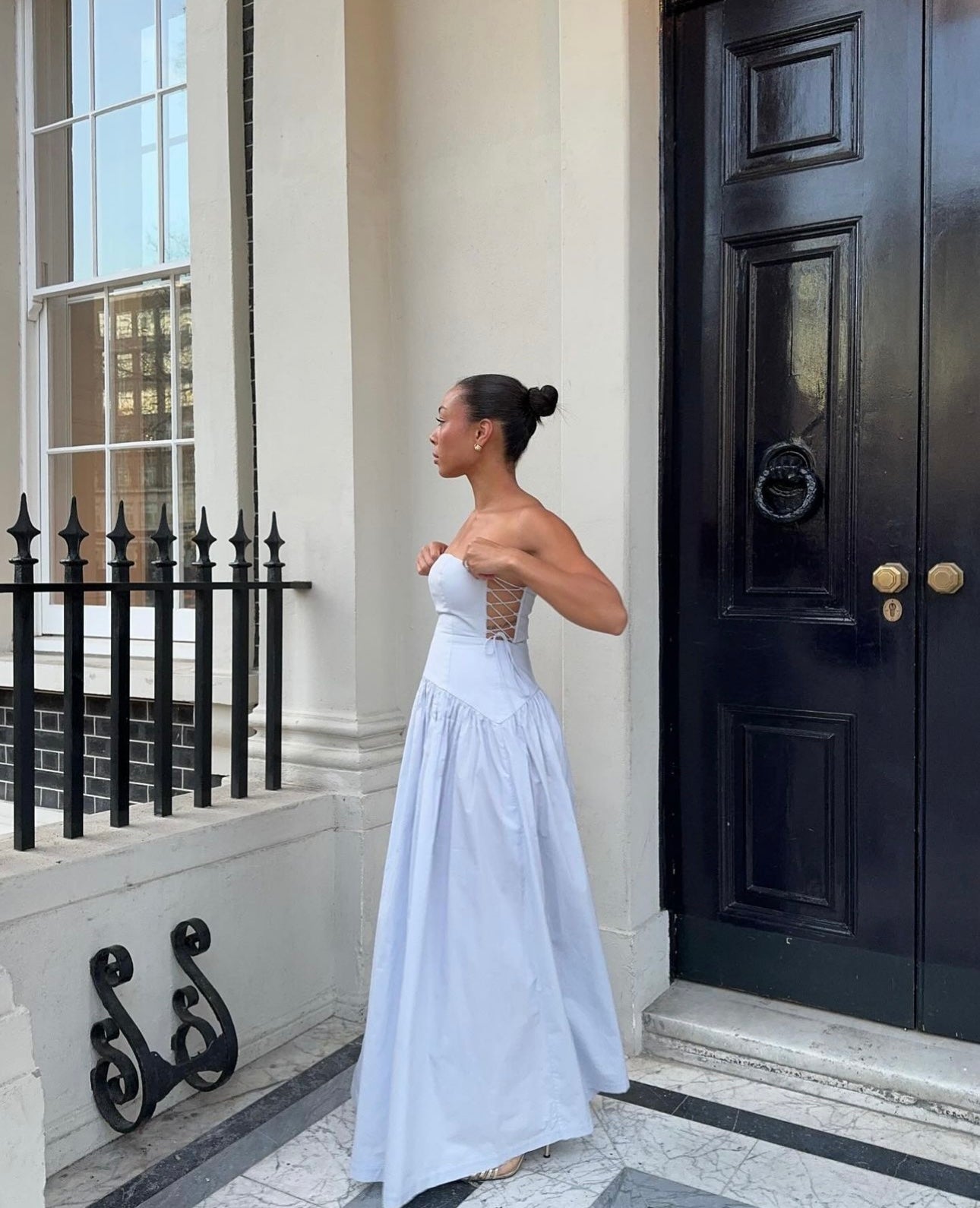 Shona Joy Amada Lace Up Strapless Maxi Dress The Designer Collection Shona Joy Amada Lace Up Strapless Maxi Dress The Designer Collection