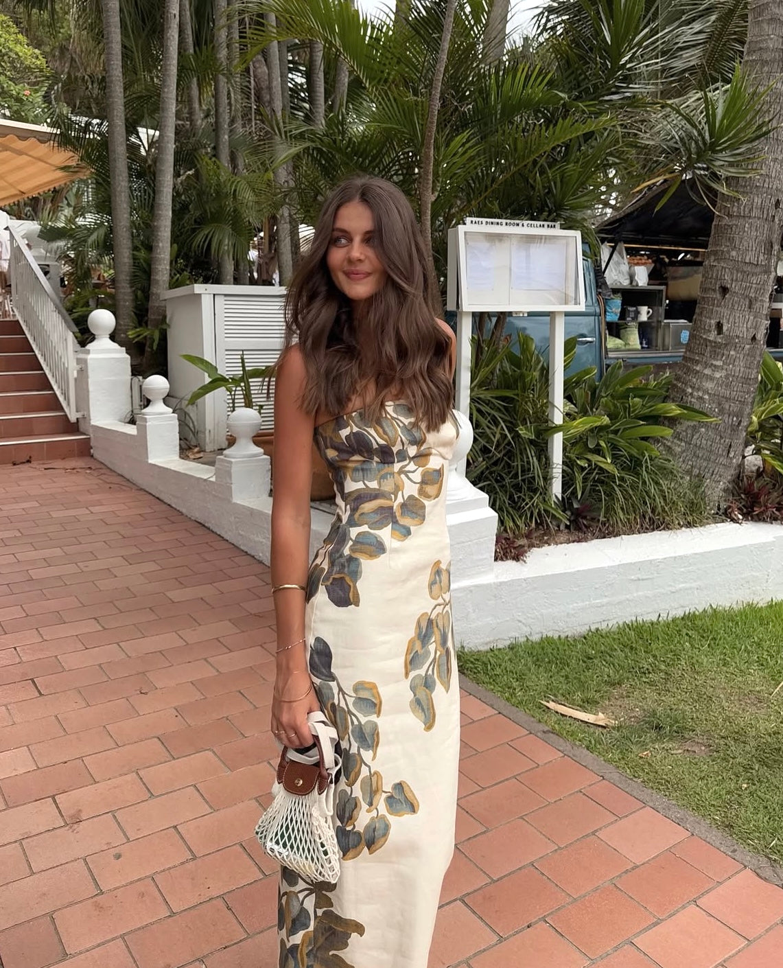 sir dresses Lilou strapless printed silk-satin maxi dress - blue Tucks through waist Sir The Label Serene Mini