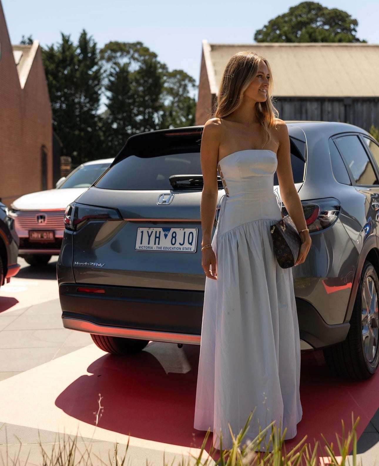 Shona Joy Amada Lace Up Strapless Maxi Dress