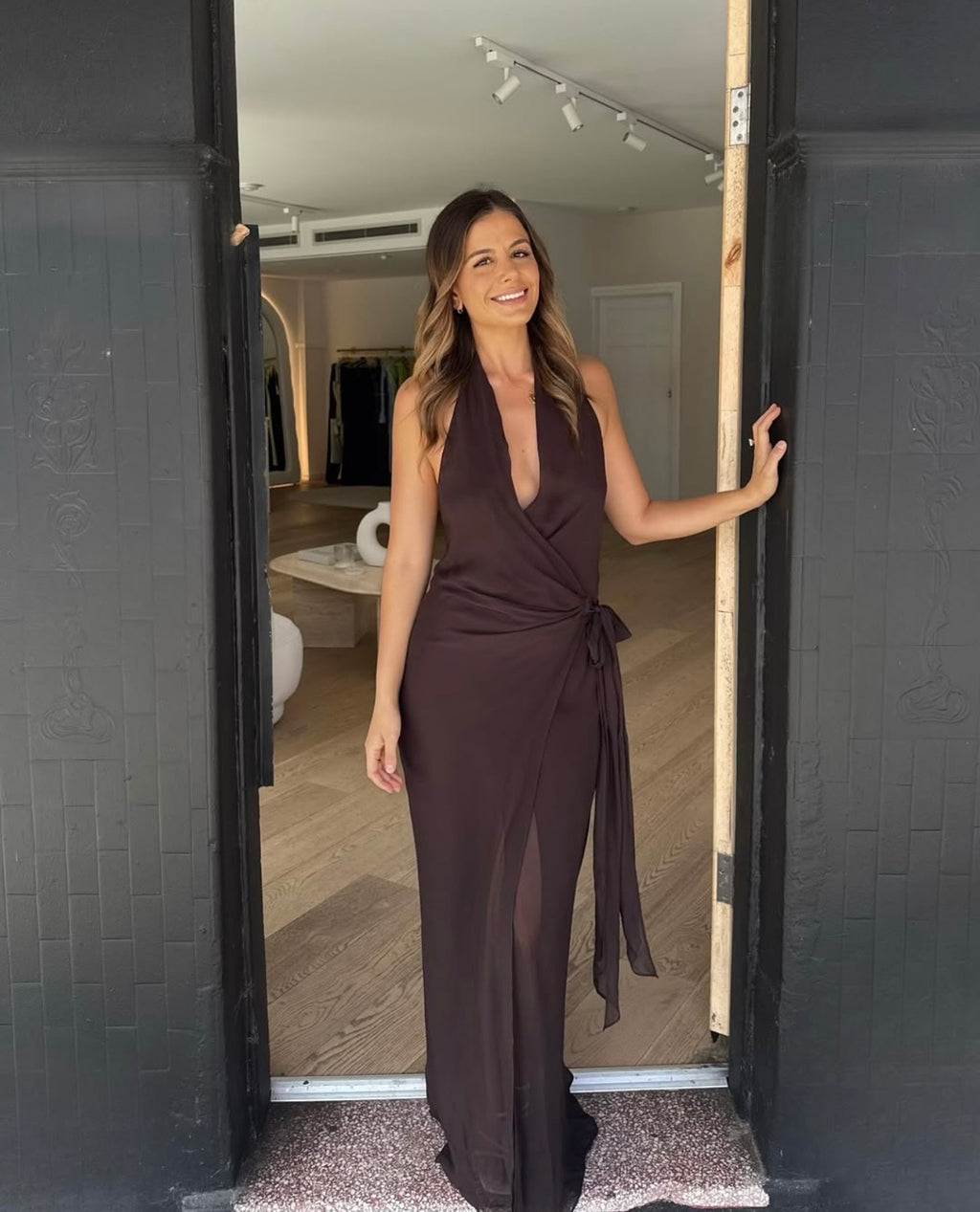 Bec & Bridge Soneva Wrap Dress - Dark Chocolate