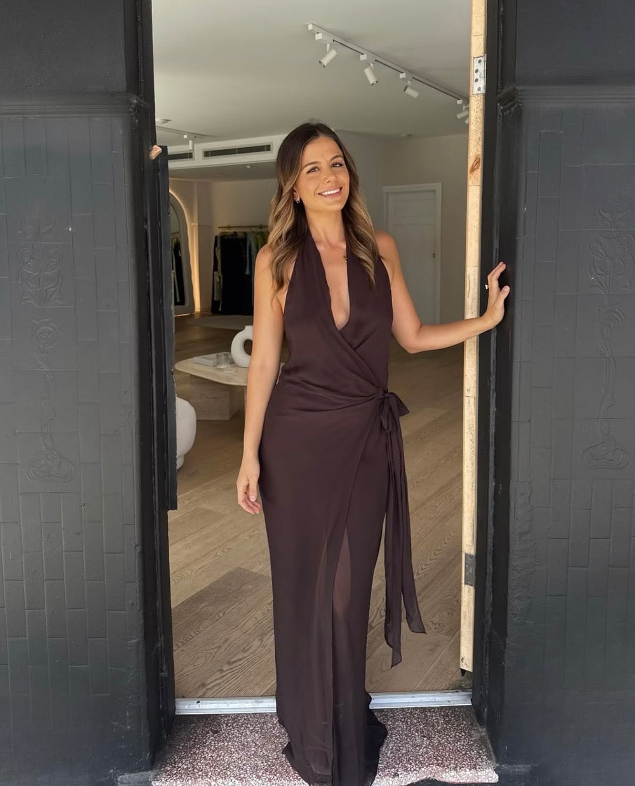 Bec & Bridge Soneva Wrap Dress - Dark Chocolate