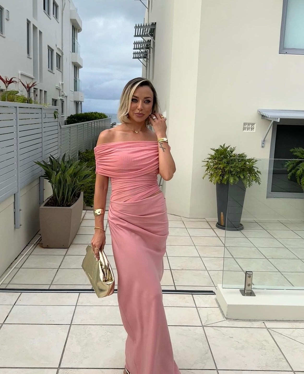 Benni Nico Off-Shoulder Maxi Dress