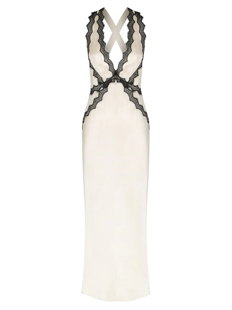 Shona Joy Camille Lace Cross Back Midi Dress
