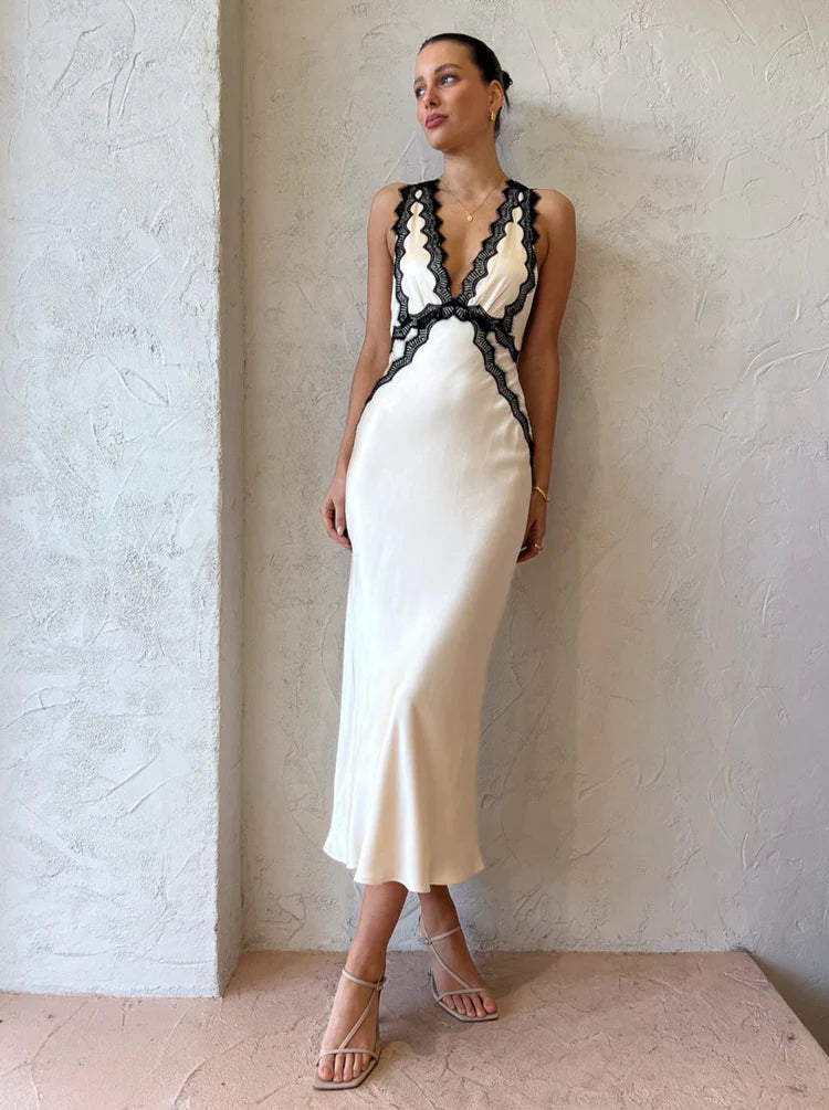 Shona Joy Camille Lace Cross Back Midi Dress